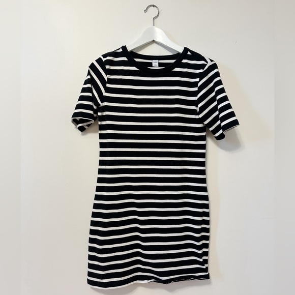 Womens basic black and white stripes summer t shirt dress size small - Picture 4 of 5